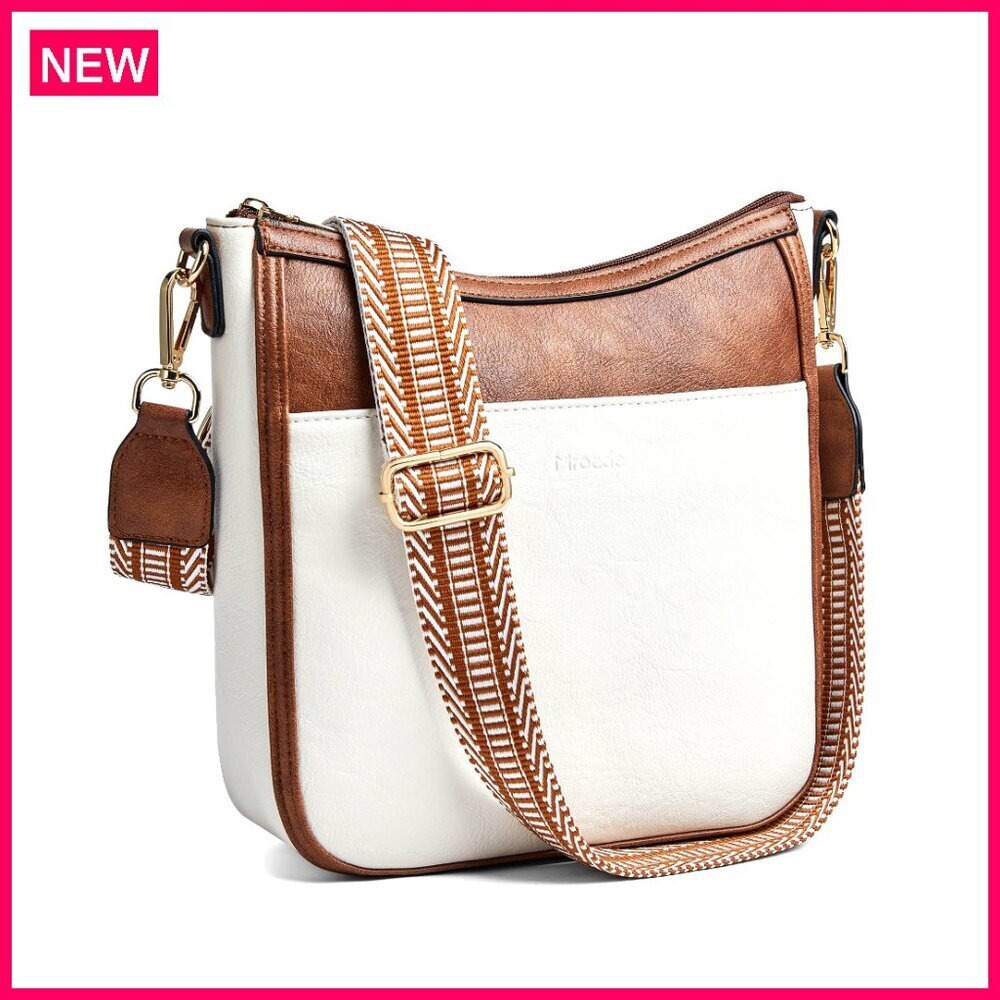 Vegan Leather Crossbody Hobo Bag Multi-Pocket Adjustable Strap